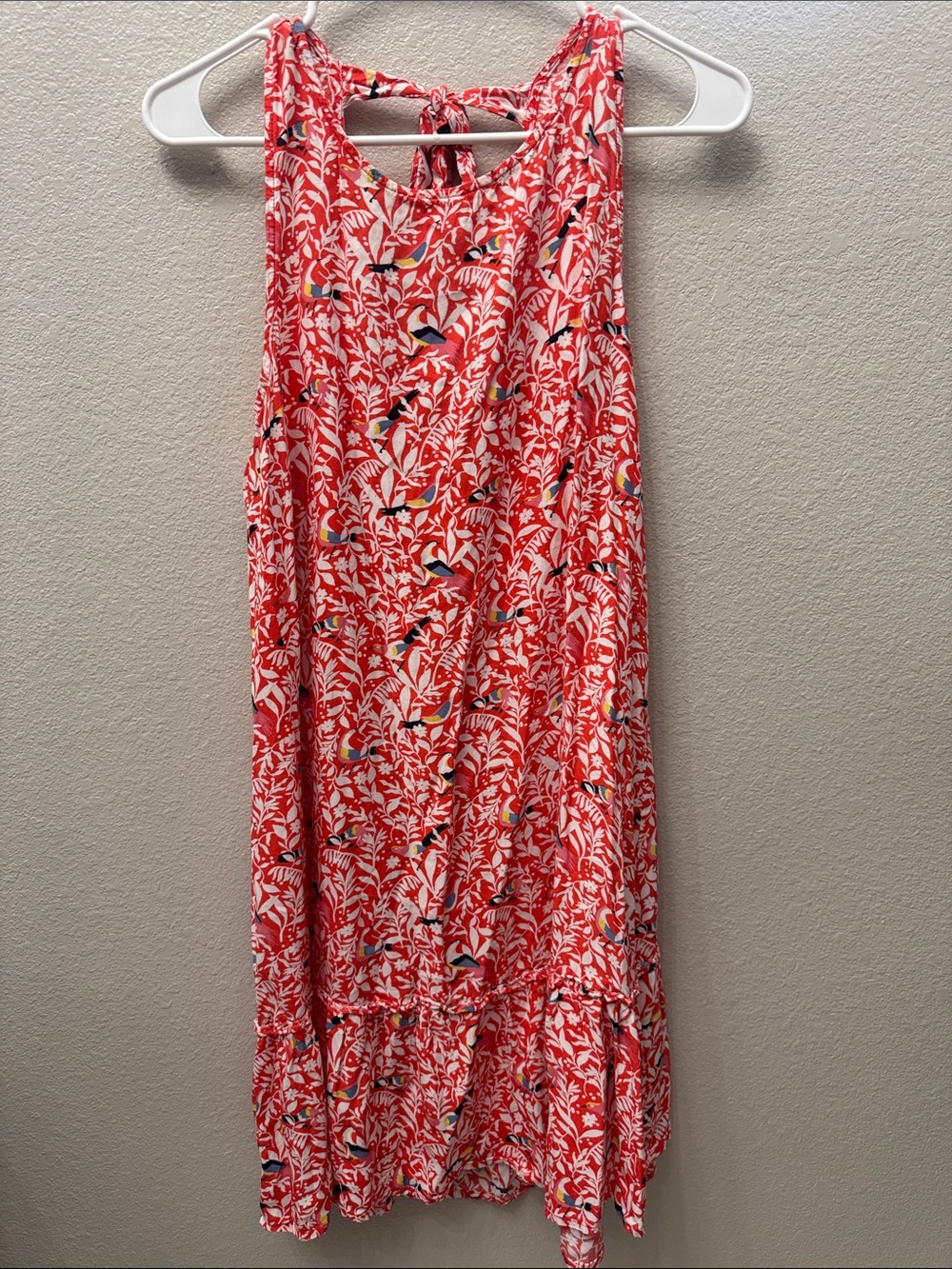 LOFT Coral Floral Tie-Back High-Low Sundress